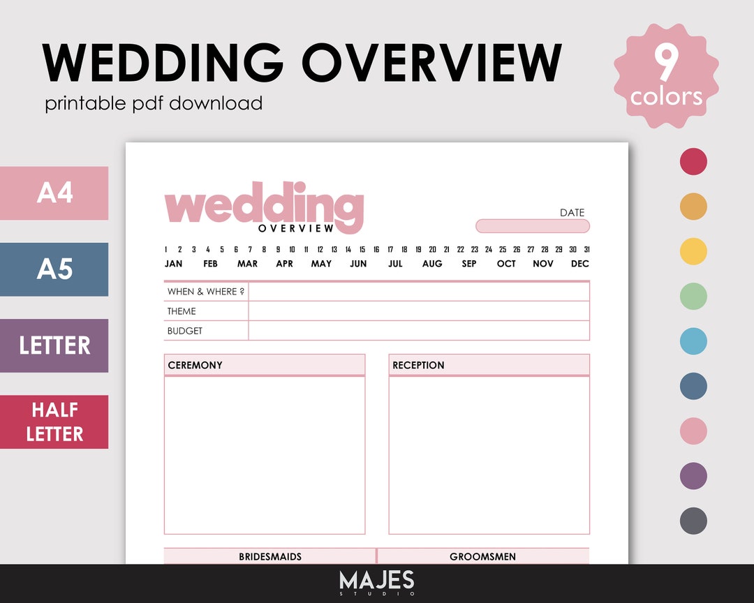 Wedding Overview, Wedding Template, Canva Template, Wedding Itinerary ...