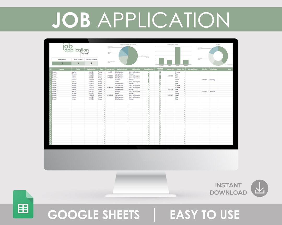 Job Application Tracker, Job Search Spreadsheet (google Sheet Template ...