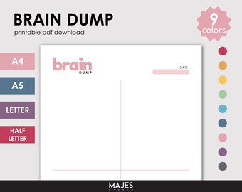 Brain Dump Printable, Brain Dump Notepad, Brain Dump Journal, Brain Dump Template, Brain Dump PDF, Thought Organizer, Bullet Journal