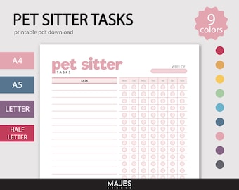 Pet Sitter Planner, Dog Care Journal, Pet Information (Digital Download)