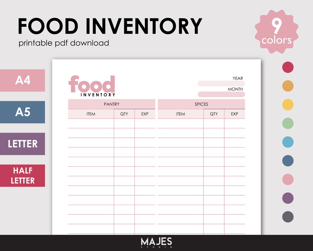 the best food inventory printables to organize your... Printable Food Inventory Tracker, Kitchen Pantry Organizer (digital ...