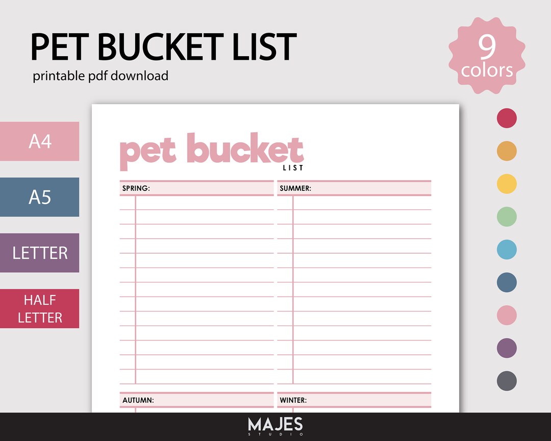 Pet Bucket List Fall Bucket List Bucket List Ideas Digital Etsy