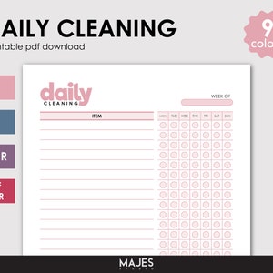 Daily Cleaning Log, Cleaning Planner, House Chore List, Cleaning Template, Cleaning Printable, Cleaning Checklist, Digital Planner, Digital