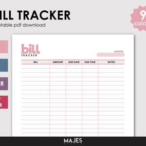 Bill Tracker, Payment Tracker, Bill Payment Tracker, Bill Checklist, Printable Bill Log, Bill Payment, Monthly Bill Payment