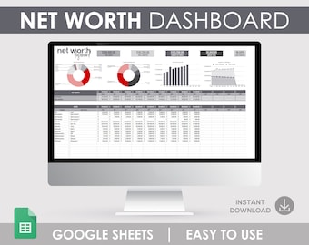 Net Worth Dashboard, Google Sheet Template (Digital Download)