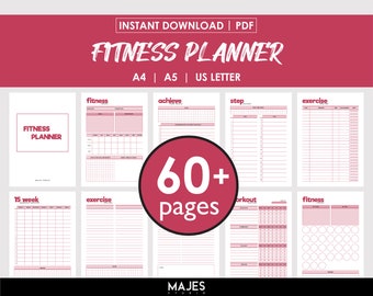 Fitness Planner, Weight Loss Tracker, Workout Journal (Digital Download)