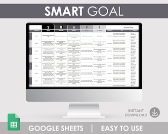 Smart Goal Planning, Smart Goal Bundle, Google Spreadsheet, Google Sheet, Excel Spreadsheet, Goal Setting, Goal Planner, Goal Workbook