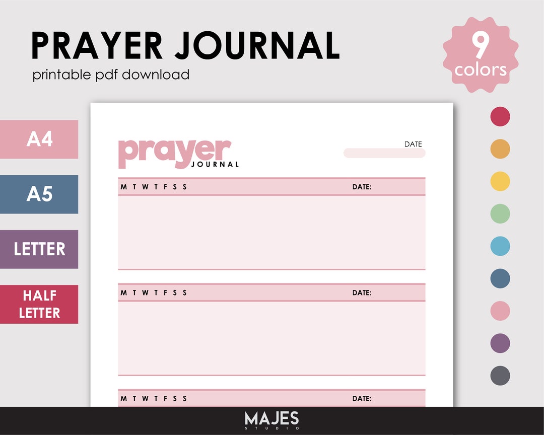 Prayer Journal, Bible Study Guide, Bible Study Journal, Gratitude Journal, Bible Study Journals, Downloadable Journal, Self-Publish Books