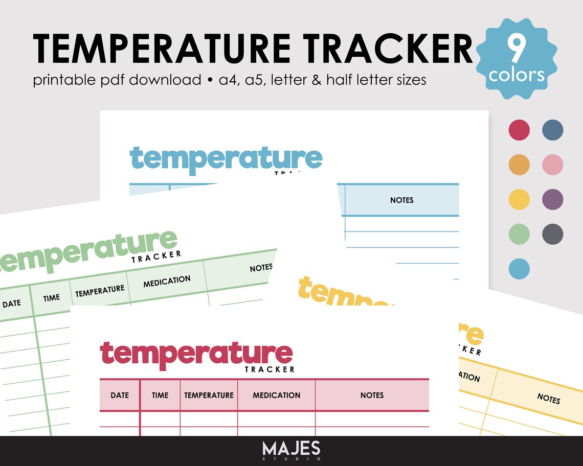 Temperature Log Printable Form Health Planner Patient Etsy UK