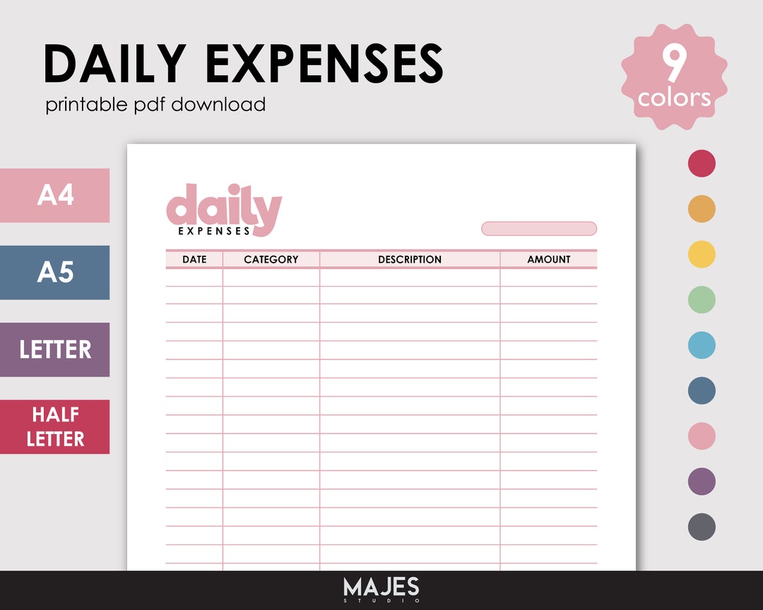 Daily Expense Log Printable, Personal Finance Tracker (digital Download ...