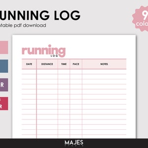 Running Log, Running Diary, Running Journal, Running Printable, Running Calendar, Running Tracker, For Beginners, Half Marathon, Marathon