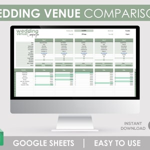 Hochzeitsort, Vergleichsvorlage, Sheets Template, Google Sheets, Hochzeits Budget, Hochzeitsplanung, Venue Vergleich, Event Planner