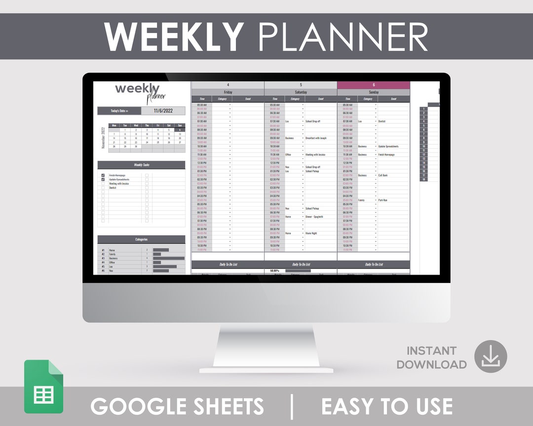 Weekly Planner, Habit Tracker, to Do List, Digital Planner, Smart