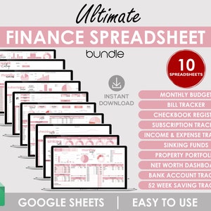 Finance Spreadsheet Bundle: Budget Planner, Expense Sheets, Savings Goals, Debt Tracking, Wealth Dashboard Tools Google Sheets