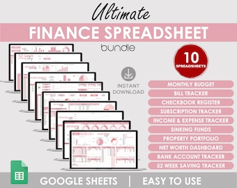 Finance Spreadsheet Bundle: Budget Planner, Expense Sheets, Savings Goals, Debt Tracking, Wealth Dashboard Tools Google Sheets