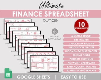 Financiële spreadsheetbundel: budgetplanner, onkostenstaten, spaardoelen, schulden bijhouden, vermogensdashboardtools Google Spreadsheets