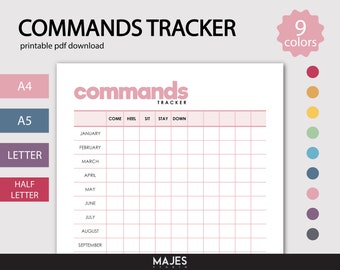 Puppy Training Commands Tracker, Dog Training Log (Digital Prints)