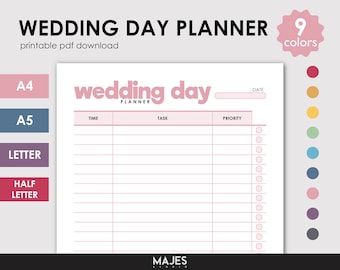 Wedding Day Planner, Event Schedule Template (PDF)