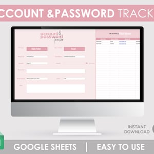 Password Tracker Google Sheet Template (Digital Download)