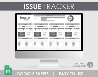 Planilha de acompanhamento de problemas e gerenciamento de projetos do Google Sheets (Download digital)