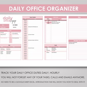 Daily Office Organizer, Planner Google Sheet Template (digital Download ...