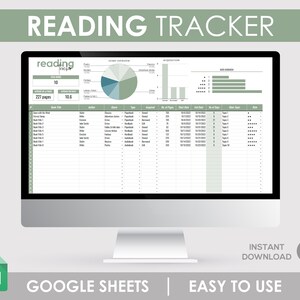 Reading Log Template: Digital Book Tracker | Google Sheet Planner | Monthly Reading Organizer | Literature Journal Tool