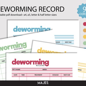 Dewormer Schedule, Horse Deworming, Puppy Health Record, Printable Dog ...