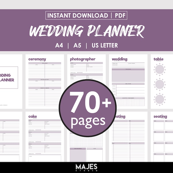 Wedding Planning PDF: Complete Bridal Organizer Bundle | A4, A5, US Letter | Ultimate Marriage Prep Guide