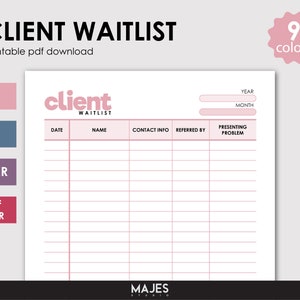 Client Waitlist, GoodNotes Form, Therapist Practice, Counseling Form, Client Intake Form, Client Tracker, Printable Form, Therapist Tools
