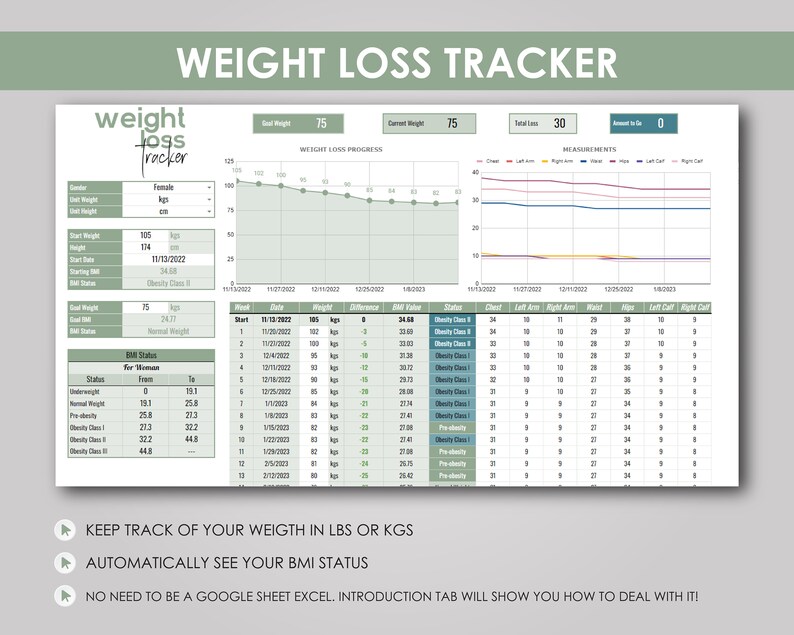 Weight Loss Journal Digital Weight Loss Digital Tracker Etsy