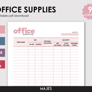Office Supplies Log, Office Organiser, Office Items Log, Office Items Tracker, Work From Home Log, Office Log, Printable Pdf Log, Supplies