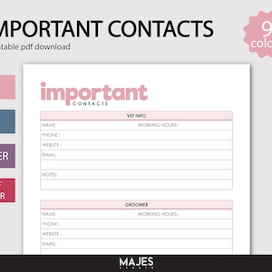 Contact List, Contacts List, Printable Contacts, Address Book, Phone Number Log, Business Contacts, Sign Up Sheet, Contact List Sheet