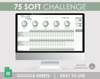 75 Soft Challenge Tracker, Fitness Planner (Google Sheet Template)