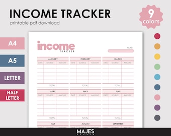 Afdrukbare inkomstentracker, onkostennota kleine bedrijven (digitale download)