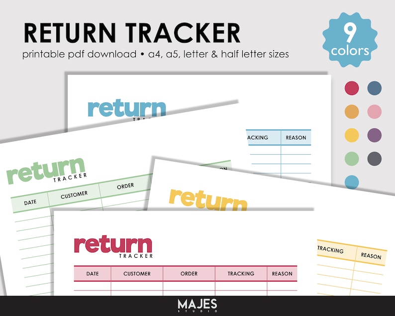 Item Return Tracker Printable, Product Return Log (digital Download) - Etsy
