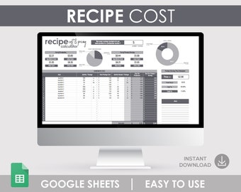 Recipe Cost Calculator, Baking Profit Planner (Google Sheet)