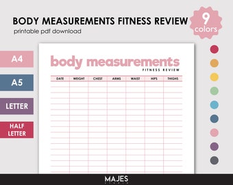 Body Measurement Chart, Weight Loss Tracker (Digital Download)