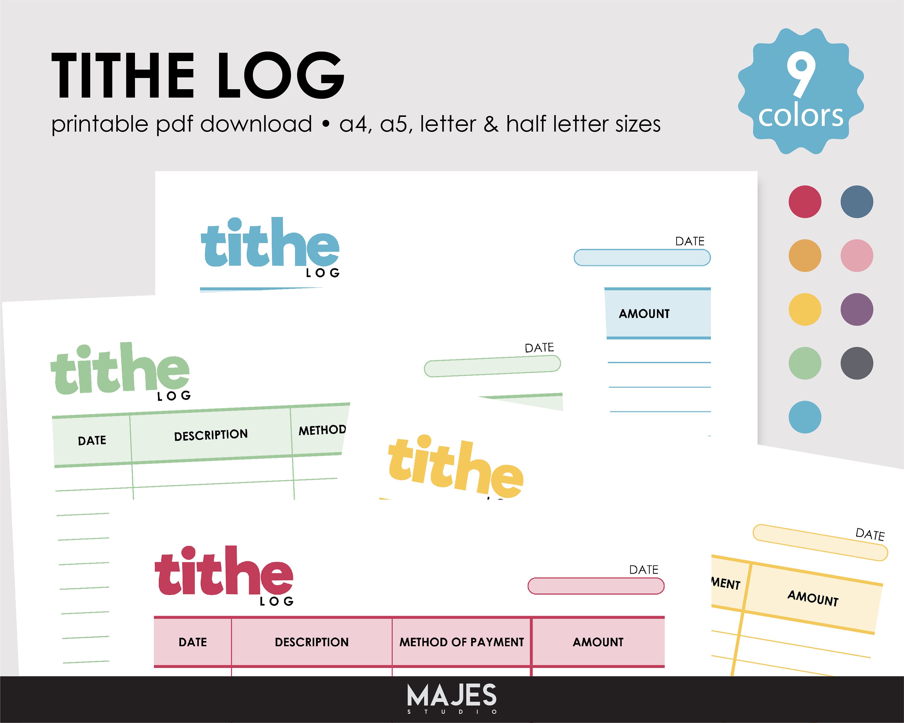 Printable Tithe Log Tracker, Church Donation Record (PDF) - Etsy