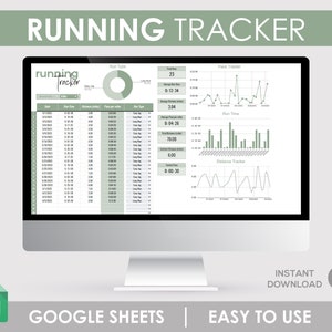 Running Tracker, Fitness Spreadsheet, Workout Planner, Exercise Tracker, Running Log, Training Spreadsheet, Distance Tracker Pace Calculator