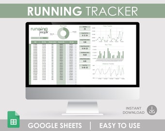 Running Tracker, Fitness Spreadsheet, Workout Planner, Exercise Tracker, Running Log, Training Spreadsheet, Distance Tracker Pace Calculator