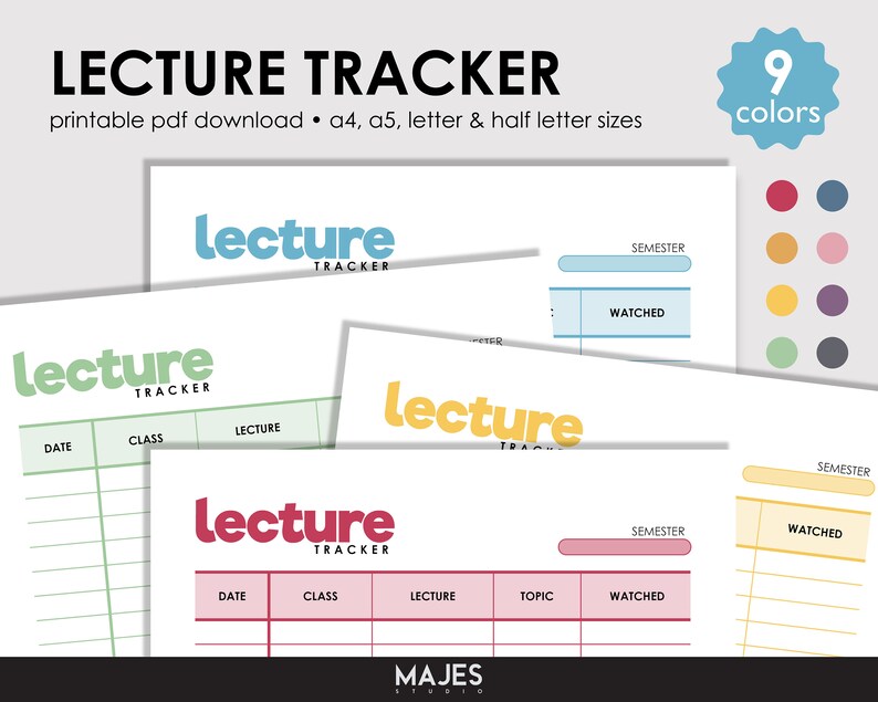 Tracker Lecture Lecture Tracker Printable, College Study Planner (digital Download) - Etsy