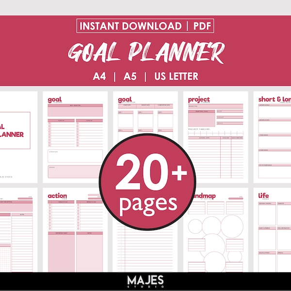 Goal Setting, Planner Bundle, Productivity Set, Life Planner, Goal Tracker, Habit Tracker, Monthly Goals, Daily Planner, Success Planner