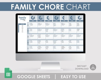 Tableau des tâches familiales, programme hebdomadaire, feuilles de calcul Google (téléchargement numérique)
