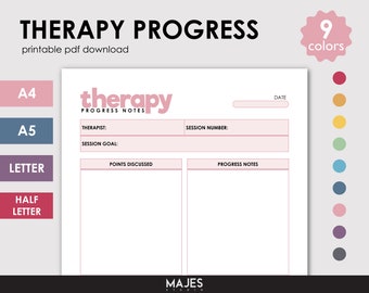 Therapy Progress Tracker, Mental Health Journal (Printable PDF)
