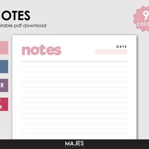 Notes Page Printable, Printable Notes Page, Notes Page Planner, Notes Pad, Planner Notes, Planner Notes Page, Notes Planner Insert