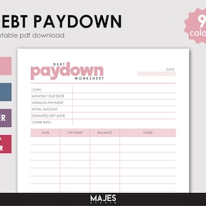 Debt Paydown Tracker, Printable Financial Planner (Digital Download)