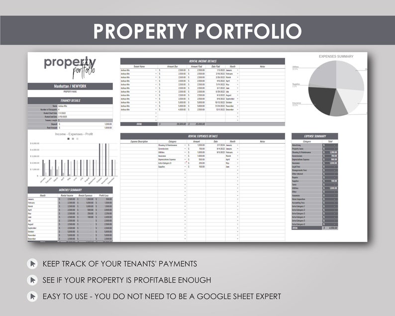 Property Portfolio Tracker, Google Sheet Template (digital Download) - Etsy