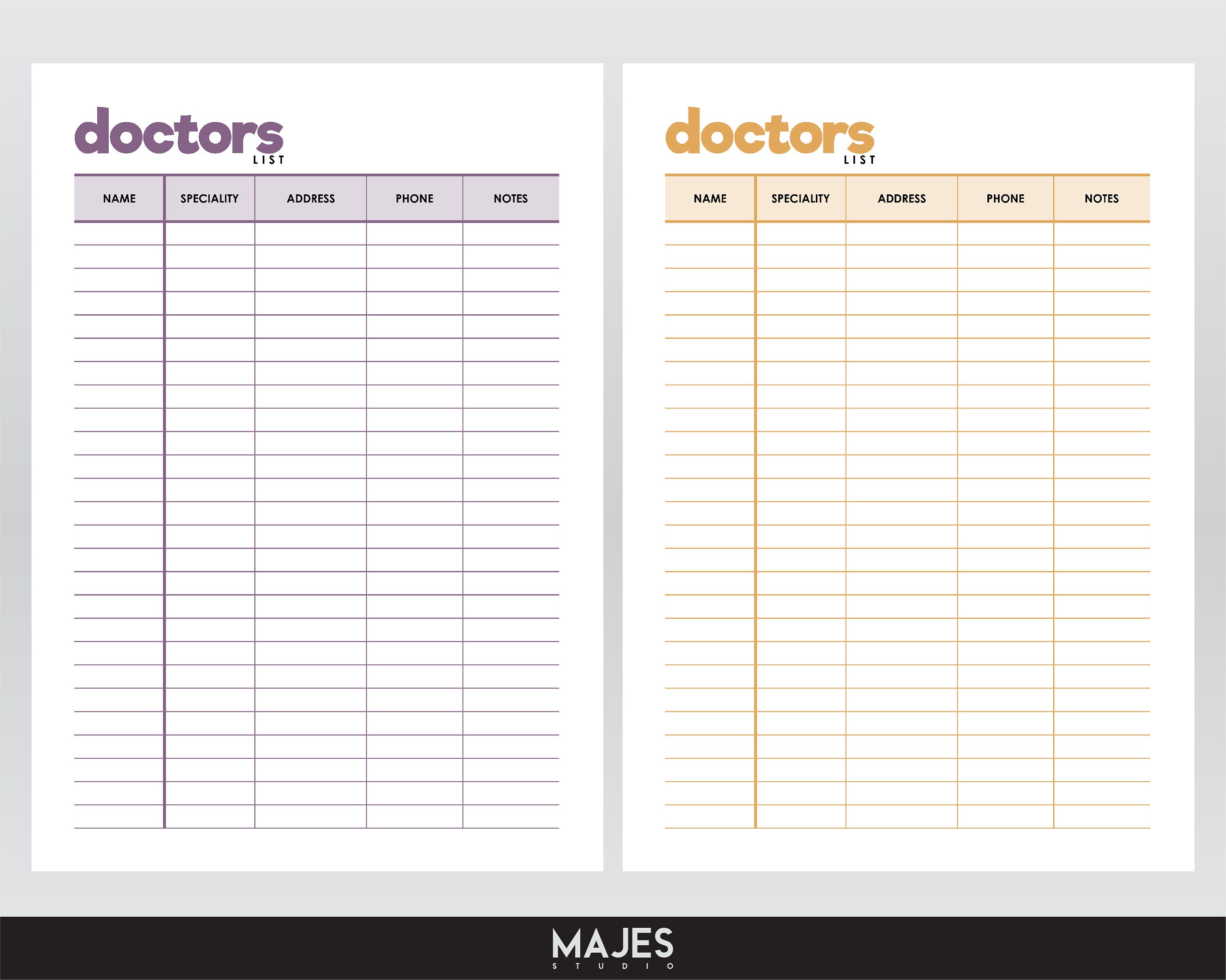 Sample Patient Directory.pdf Medical Contact List, Healthcare Tracker (PDF Download) - Etsy