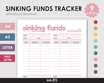 Sinking Funds Tracker Printable, Savings PDF (A4, A5, Letter)