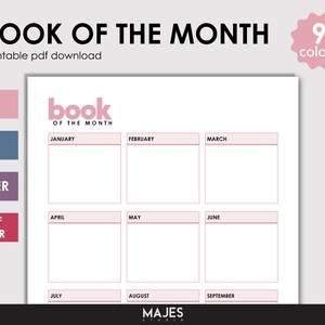 Book Of The Month, Digital Book Tracker, Book Tracker PDF, Reading Tracker, Bookish Download, Book Planner, Book Journal Page, PDF Reading